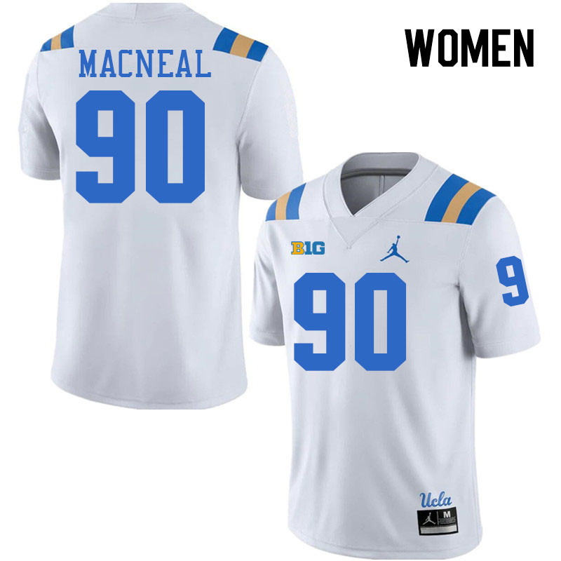 Women #90 Marcus MacNeal Big 10 Conference College Football Jerseys Stitched-White